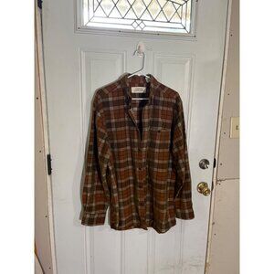 r-options San Clemente, California long sleeved button front plaid shirt size L